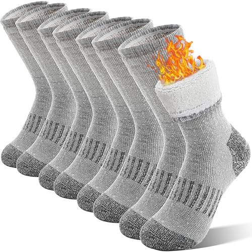 Sandsuced Kids Merino Wool Thermal Walking Socks Girls Boys Teen Winter Cosy Hiking Warm Thick Cushion Boot Socks 4 Pairs