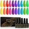 Shining She Neon UV Nagellack Set,10 Farben Rot Rosa Orange Gelb Blau Lila Grün Blau Schellack nagellack Soak Off UV Gel Nagellack Sommer Regenbogen Nail Art Set für Mädchen,8ML