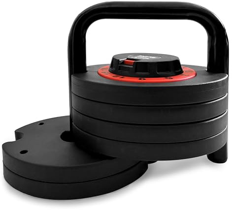 ROCKPULL Pesa Rusa Ajustable 6 en 1 (3-18kg), Kettlebell con 6 Niveles de Peso, Mancuerna Kettlebell para Entrenamiento de Fuerza, Pesas para Casa y Gimnasio, Compacta y Ahorra Espacio