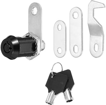 PATIKIL Verrous de cabinet noirs de 1/8 pouce avec clés noires, 1 paquet Serrure à came en alliage de zinc pour cylindre de serrure RV Set Keyed Alike pour cabinet tiroir de rangement