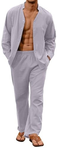 Jogginganzug, langärmelig, bedruckt, Geburtstagsgeschenke, Sommer, atmungsaktiv, zwei atmungsaktive Anzüge, gerollte Ärmel, Hemd, Hose, Set für Herren, grau, 3XL