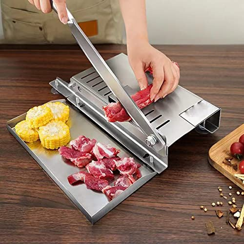 ZGFOZJGC Manual Bone Meat Cutter, Stainless Steel Ribs Meat Chopper, for Fish Chicken Beef Frozen Meat Vegetables Deli Food Slicer Slicing Machine, Home Cooking and Commercial Cooking