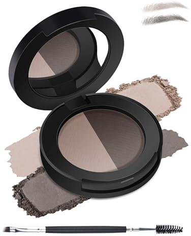 Polvo para Cejas, Paleta de Maquillaje para Cejas Marrón de Doble Color, Duradero y Resistente al Agua, Da Forma y Volumen a las Cejas, Tinte para Cejas con Espejo y Pincel, Regalos para Mujeres-06