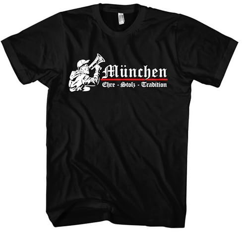 München Ehre und Stolz Herren T-Shirt | Ultra Skyline Fanartikel Trikot Meister Shirt Sport Fussball | M3 Schwarz (XXL)