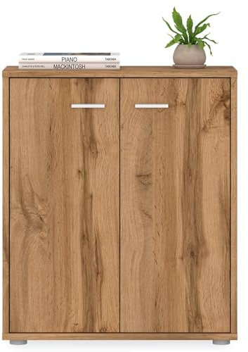 CARO-Möbel Kommode Sideboard Schrank Tommy Wotan Eiche, Anrichte mit 2 Türen inklusive Einlegeboden