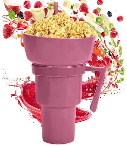 Acunny - Vaso para bebidas y aperitivos con un cuenco para aperitivos en la parte, portabebidas y contenedor de alimentos a prueba de fugas para viajes, pícnic, playa, camping