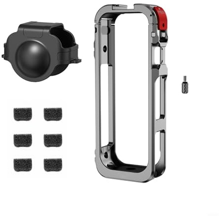 Aluminiumkamerabur för Insta360 X5 med för silikonlinsskydd, snabbkoppling och mikrofon vindskydd för utomhusbruk