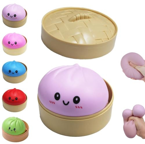 Giant Dumpling Squishies Toys, Fidget Sensory Toy, Jumbo Dumpling Stress Ball, Rainbow Mystery Large Steamed Toy for Adults (Purple 1pcs)