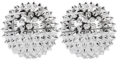 chi-enterprise - Zwei magnetische Massagebälle - klein | Faszienbälle zur selbsttherapeutischen Akupressur Behandlung | Inhalt: 2 Igelbälle in Silber, je 32 mm Durchmesser & 228 Akupressurnadeln