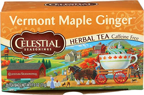 Herbal Tea, Vermont Maple Ginger, Caffeine Free, 20 Tea Bags, 1.1 oz (31 g), Celestial Seasonings