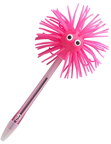 Tinc - Stylo à Bille Lumineux Fuzzy Guy - Accessoire de Papeterie avec Tête Scintillante et Encre Bleue - Fourniture Scolaire Amusante pour Enfant - Pratique pour Cadeaux et Fêtes - Rose