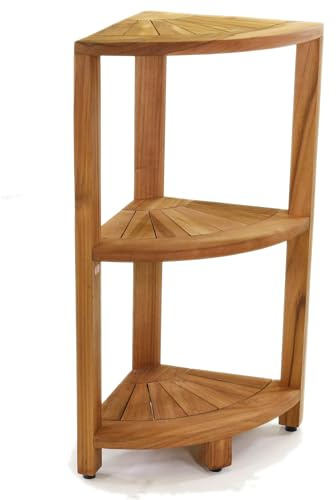 AquaTeak Kai-Petite 12 Teak Corner Shelf Stand, 3 Tier Shower Stand