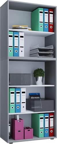 VCM Holzregal stehend | platzsparender Aktenschrank | Maße ca. B. 70 x H. 184 x T. 37 cm | Elegantes Regal stehend | Büroregal – Lona 5f