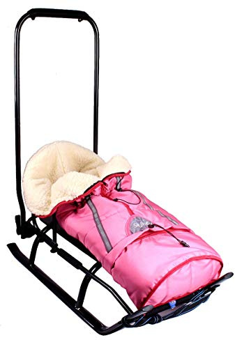Skyline Luge 3 en 1 pour Enfant avec Dossier, chancelière, poignée et Sangle en Aluminium (Rose et Graphite)