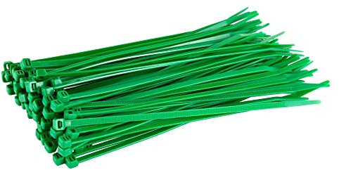 GTSE 100 Pack of Green Cable Ties, 200mm x 2.5mm Premium Tie Wraps, Nylon Zip Ties