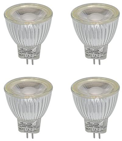 VBLED© 4er Set LED Leuchtmittel - MR11/GU4 - COB - 3W - 210 Lumen - Warmweiß Dimmbar