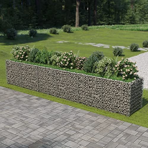 Atlojoys Gabionen-Hochbeet, Pflanzkübel, Hochbeete, Hichbeet, Pflanztrog, Kräuterbeet, Tomatendach Für Garten, Hochteich, Pflanzkübel, Verzinkter Stahl 540×90×100 cm
