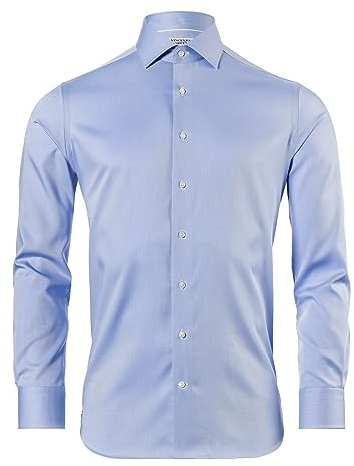 Vincenzo Boretti Camicia, Regular-Fit/Taglio Giusto, Twill - Non-Stiro Blu 39-40