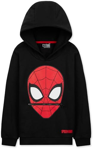 Marvel Felpa Bambino - Felpa con Cappuccio Spiderman 3-12 Anni - Felpe Ragazzo in Cotone Spiderman Abbigliamento Bambino (Nero, 5-6 Anni)