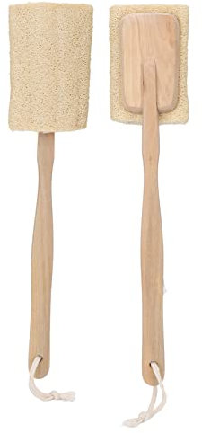 Spazzola da Bagno Esfoliante in Luffa Luffa Luffa, Spazzola Per La Schiena in Spugna Tubolare di Luffa Naturale con Spugna da Bagno E Doccia con Manico in Legno Staccabile