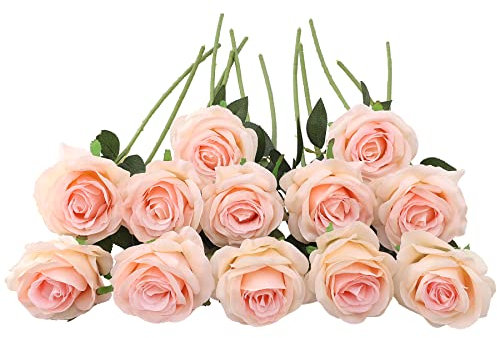 JOYHAZE Künstliche Rosen, 50 cm, einzelner Langer Stiel, Seidenblumen, blühende Rosen für Hochzeit, Zuhause, Party, Büro, Tischdekoration, DIY-Blumenarrangements, 12 Stück