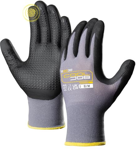 COOLJOB Gants de Travail Nitrile 3 Paires, Poignée Ergonomique Antidérapante pour Jardinage/Bricolage, Unisexe Respirants & Lavables Taille M (Medium)