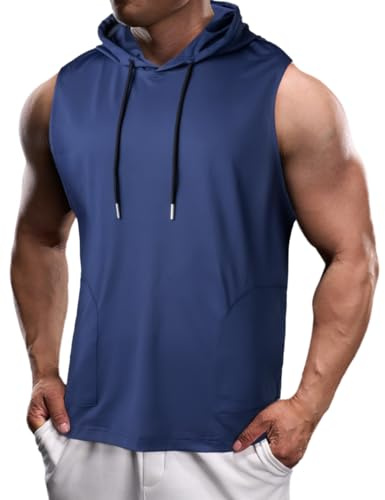 Harbrosrce T-Shirt à Capuche sans Manches pour Homme avec Poches débardeur Sport Fitness Muscle Chemise pour Gym entraînement Musculation