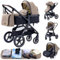 GLOKID Kinderwagen 3 in 1,Reisesysteme, Buggy mit Umkehrbarem Zwei-Wege-Schub,Babywanne Buggy&Sportsitz,Voll-Gummireifen,Mit Einem Klick Zusammenklappbarer,Zubehör,Tragbarer (LQL HX1 Khaki)