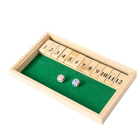 Shut the Box Spiel 4 Spieler - Klassisches Würfelbrettspielzeug ohne Grate | Traditionelle Kneipenspiele leicht zu erlernen und lustig | Holz Tisch Würfelspiel für Kinder Erwachsene und Familien