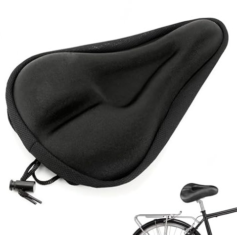 PLUSHCEWT Thickened Foam Bike Seat Cushion Gel Padded Saddle Cover Shock Absorbing Extra Soft Comfortable Bicycle Seat Cover for Men Women Suitable for Peloton Cruiser Road Bikes Indoor Outdoor Use