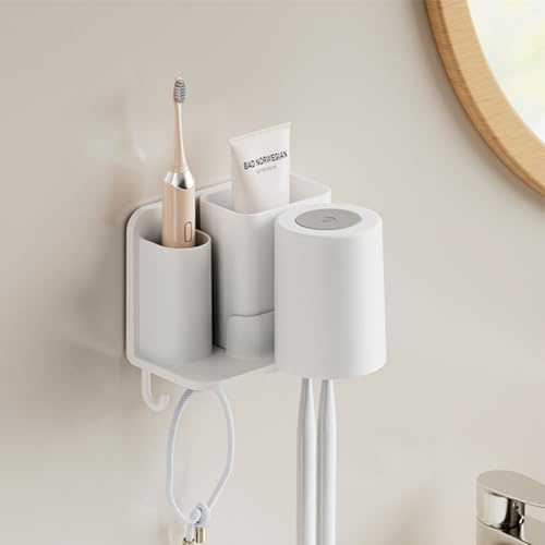 Trlyane Soporte para Cepillos de Dientes con 1 Vaso y 1 Compartimento