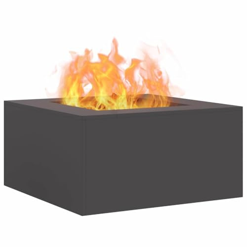 vidaXL Focolare Nero 80 x 80 x 40 cm Acciaio, Focolare da Esterno, Portatile e Rettangolare, Calore duraturo per Incontri, Stile Perfetto per patii