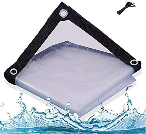 Bâche transparente imperméable de 3 x 6 m – Housse transparente robuste avec œillets, feuille de plastique écologique pour jardin, serre, plantes, protection hivernale