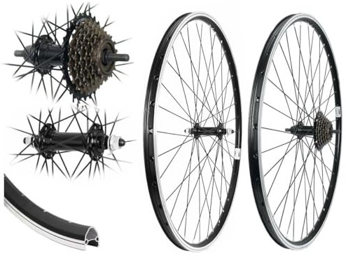 AGGRO-X 28 Zoll Laufradsatz Alu Vorderrad Hinterrad 19-622 schwarz V-Brake Felgenbremse inkl. 7 Fach Zahnkranz 21 Gang