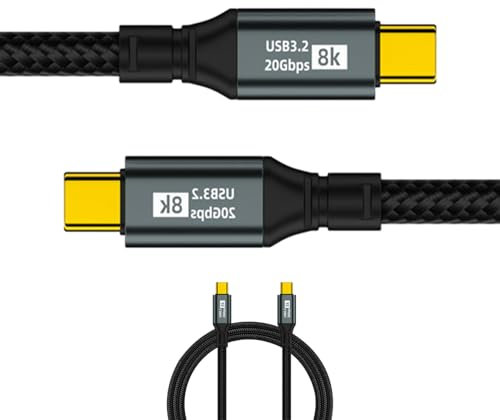 Câble de charge - Câble de type C de charge rapide de 100W avec vitesse de données de 20 Gbit / s, cordon d'alimentation tressé en nylon fort | Solution de charge fiable pour les ordinateurs, le