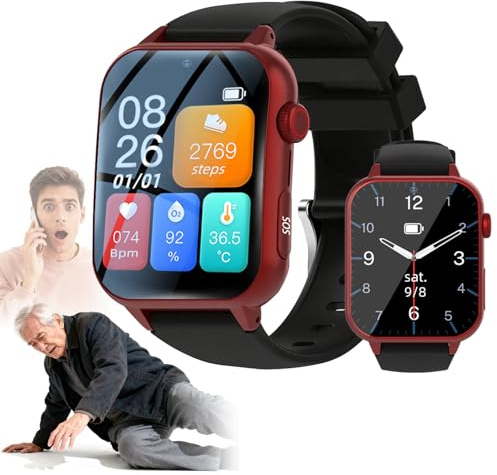 DHsdlpLU Reloj Inteligente para Personas Mayores con GPS, detección de caídas, localización, vibración y Sonido. Doble recordatorio. Ideal para Regalar a Personas Mayores Red