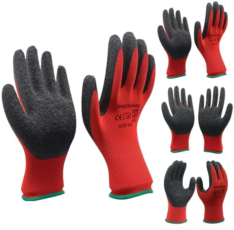 zangzhixiong Guantes de jardinería resistentes a las espinas – 4 pares de guantes de trabajo de goma con agarre máximo versátiles para limpieza del hogar, jardinería, pesca y trabajos al aire libre