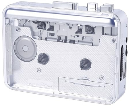 Bewinner Lecteur de Cassettes avec Conversion USB MP3, Enregistreur de Musique Stéréo Portable avec Deux Haut-parleurs, Prise Casque, Batterie ou Alimentation USB pour L'archivage Audio