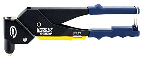 RAPID Pince à riveter RP60 Multi avec tête pivotante à 360°, buse universelle et système de mesure intégré, pour rivets aveugles en Aluminium de diam 3.2, 4.0 et 4.8 mm, Blister - (5001126)