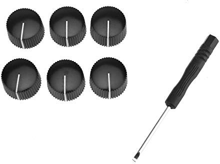 Musiclily Pro Imperial Zoll Größe Kunststoff Vintage Verstärker Potiknopfe für Solid Shaft CTS Poti, Schwarz (6er Set)
