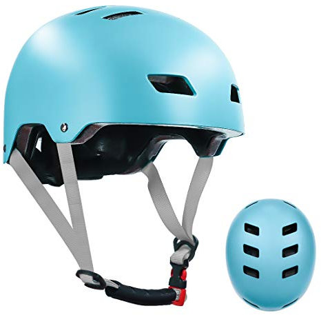 LANOVAGEAR Skaterhelm Fahrradhelm Kinderhelm Radhelm Sporthelm für Erwachsene, Jugendliche, Kinder für Fahrrad Skateboard Scooter (Eisblau, S)