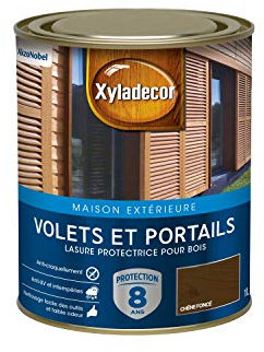 Xyladecor - Lasure Protectrice pour Bois Extérieur - Volets, Portails, Portes, Fenêtres - Couleur : Satin Chêne Foncé - Quantité : 1L - 5324256