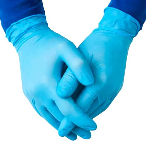 eatasty Disposable Gloves, Pack of 100, Blue Nitrile Gloves, Powder-Free, Latex-Free, Strong with Textured Grip, Multipurpose for Food Handling, Cleaning, Automotive & DIY