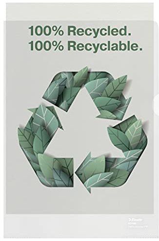 Esselte 627496 - Dosier A4 Recycle De Polipropileno 100% Reciclado, 100 Micras, Superficie Mate Gofrada, Apertura Superior Y Derecha, Caja De 100 Unidades, Fabricado En Europa