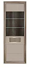 FORTE Tiziano Vitrine, Holzwerkstoff, Eiche Antik kombiniert mit Beige Glanz, 74 x 203,5 x 41,3 cm