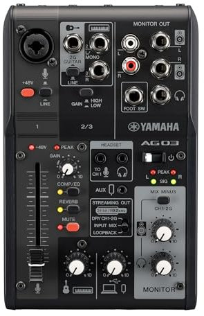 Yamaha AG03MK2 Black 6-Kanal Live Streaming Loopback Mixer/USB Interface mit Steinberg Software Suite