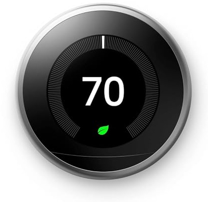 Google Nest Learning Thermostat - Programmable Smart Thermostat for Home - 3rd Generation Nest Thermostat - Compatible with Alexa - Stainless Steel (Renewed)