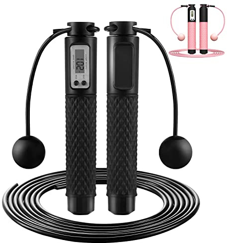 Aniuge Skipping Rope，Skipping Rope with Counter,Digital Speed Jump Rope,Speed jumping rope，For Kids Adults Fitness, Tangle-free Adjustable Rope, Weighted & Non-slip Handle for Fitness