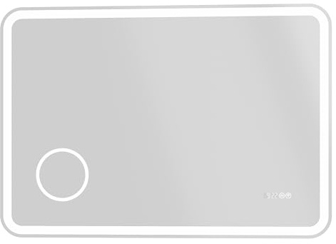 Specchio da bagno a LED 70x140 cm con sensore touch-screen, ingranditore, orologio digitale e funzione di anti-appannamento