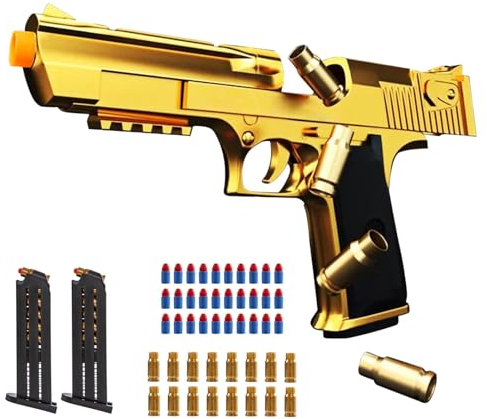 Yixinyy Leksakspistol, mjuk kula leksakspistol, en överraskning och cool skal utmatande leksakspistoler för barn över 12 år, F903B, guld